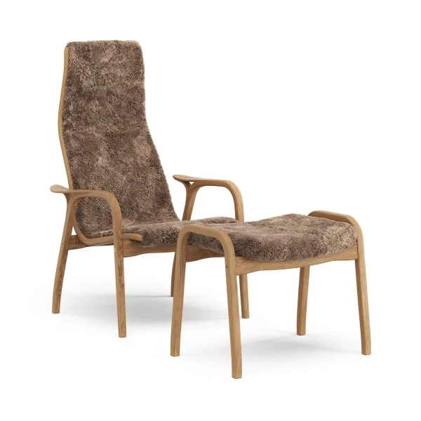 Swedese Fauteuil et repose-pieds Lamino chêne huilé/peau de mouton Sahara (Brun nougat)