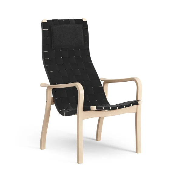 Swedese Fauteuil haut avec coussin de cou Primo hêtre laqué Noir