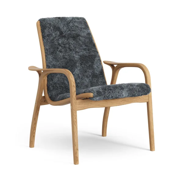 Swedese Fauteuil Laminett chêne huilé/peau de mouton Charcoal (gris foncé)