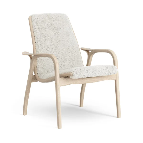 Swedese Fauteuil Laminett chêne pigmenté blanc/peau de mouton Offwhite (blanc)