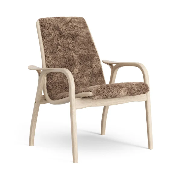 Swedese Fauteuil Laminett chêne pigmenté blanc/peau de mouton Sahara (marron nougat)