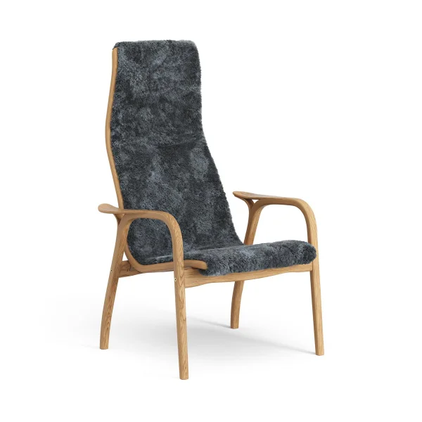 Swedese Fauteuil Lamino chêne huilé/peau de mouton Charcoal (gris foncé)