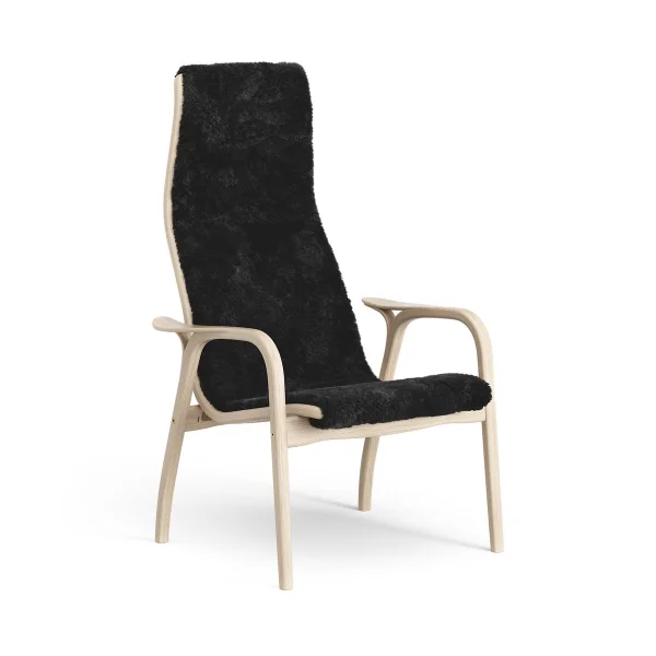 Swedese Fauteuil Lamino chêne pigmenté blanc/peau de mouton Black (noir)