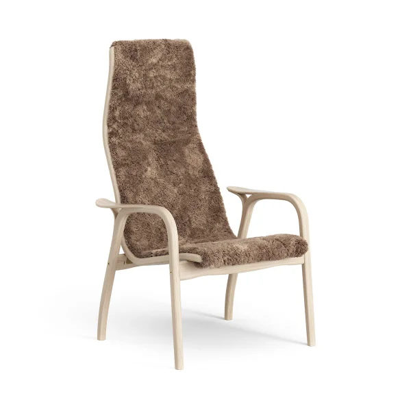 Swedese Fauteuil Lamino chêne pigmenté blanc/peau de mouton Sahara (marron nougat)