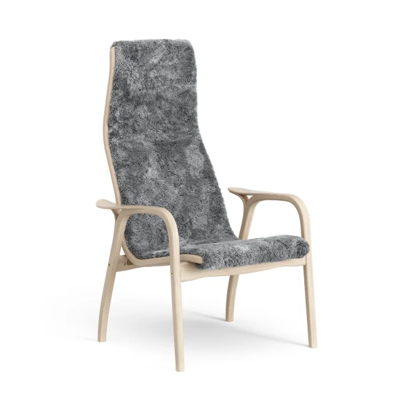 Swedese Fauteuil Lamino chêne pigmenté blanc/peau de mouton Scandinavian Grey (gris)