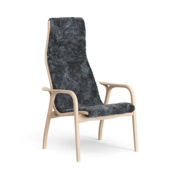 Swedese Fauteuil Lamino hêtre laqué/peau de mouton Charcoal (gris foncé)