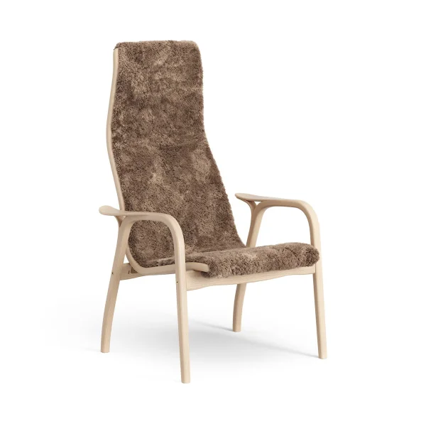 Swedese Fauteuil Lamino hêtre laqué/peau de mouton Sahara (marron nougat)