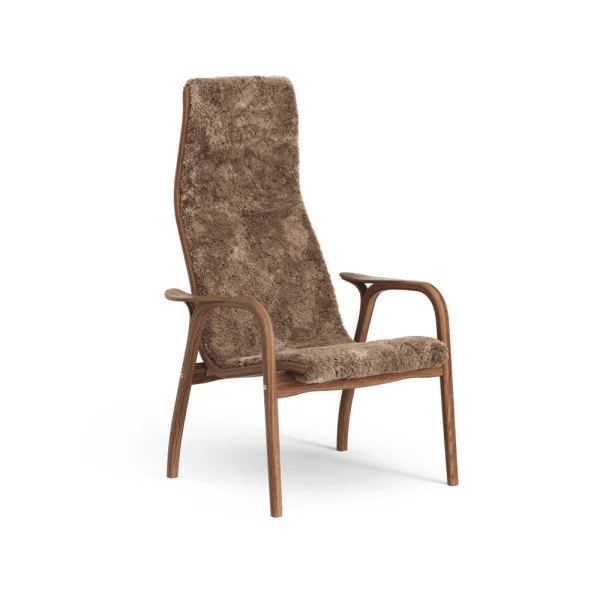 Swedese Fauteuil Lamino peau de mouton sahara, noyer laqué