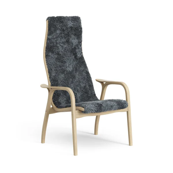 Swedese Fauteuil pour enfant Lamini chêne laqué/peau de mouton Charcoal (gris foncé)