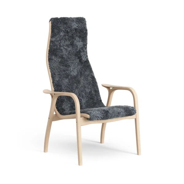 Swedese Fauteuil pour enfant Lamini hêtre laqué/peau de mouton Charcoal (gris foncé)