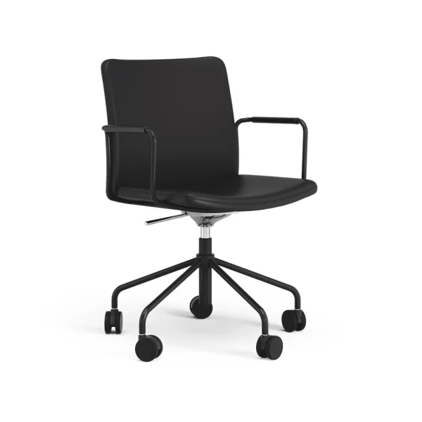 Swedese La chaise de bureau Stella peut être montée/abaissée par basculement cuir elmosoft 99999 noir, structure noire, inclinaison au dos