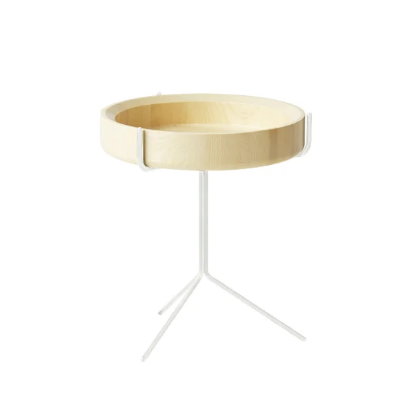 Swedese Table Drum laqué naturel-h.46cm-structure blanche