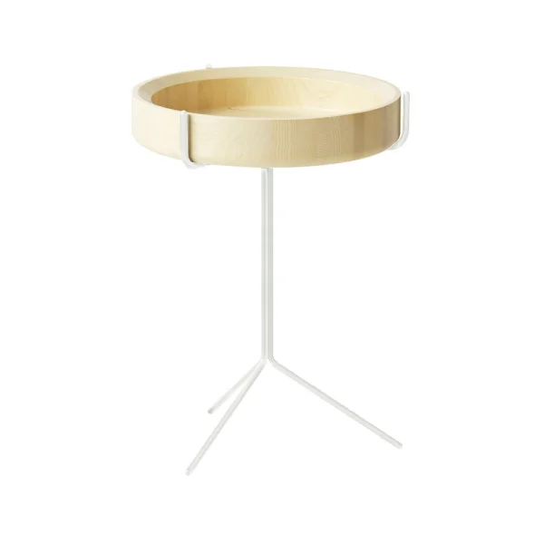 Swedese Table Drum laqué naturel-h.56cm-structure blanche