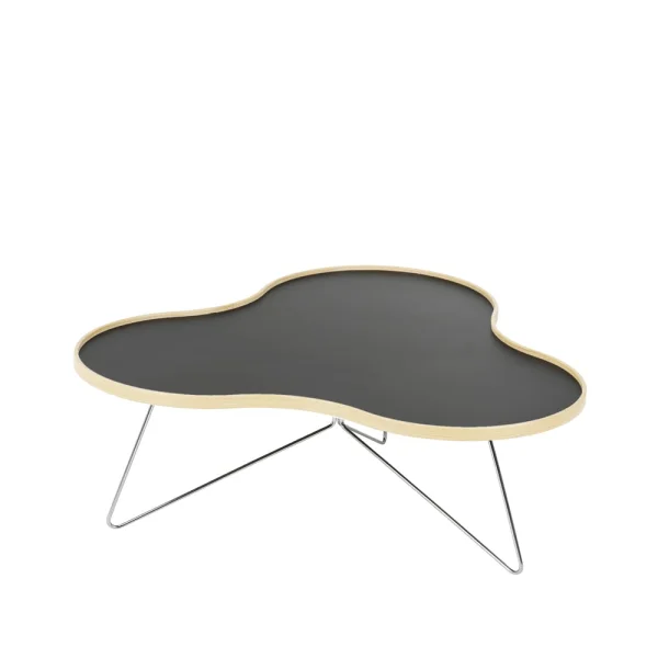 Swedese Table Flower 107x114 cm noir, 39 cm, bord en bouleau, structure chromée