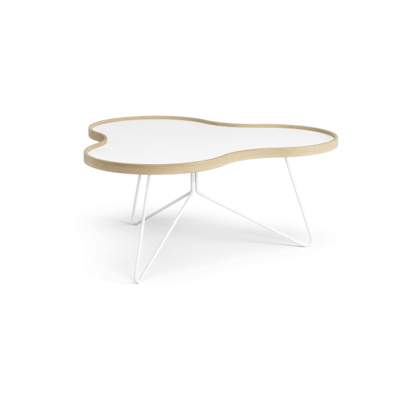 Swedese Table Flower 84x90 cm blanc, 39 cm, bord en chêne, structure blanche