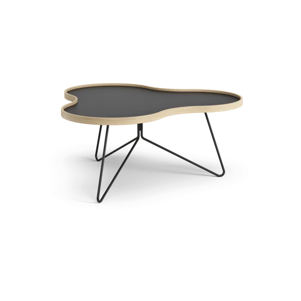 Swedese Table Flower 84x90 cm noir, 39 cm, bord en chêne, structure noire