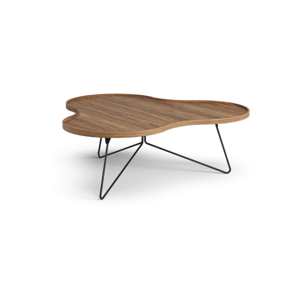 Swedese Table Flower Mono édition spéciale 107x114 cm H39 cm noyer laqué acier noirci