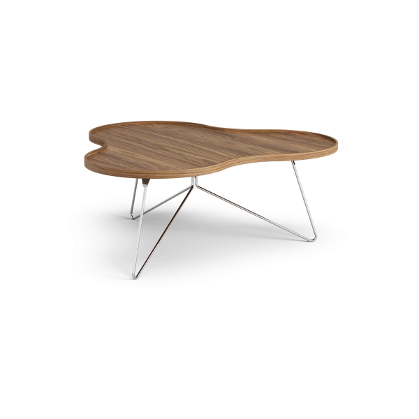 Swedese Table Flower Mono édition spéciale 107x114 cm H45 cm noyer laqué acier chromé