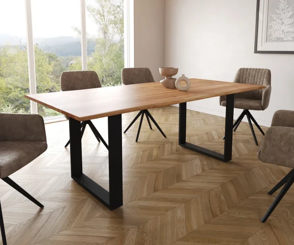 Table à manger Edge 200x100 S acacia naturel patin noir Live-Edge