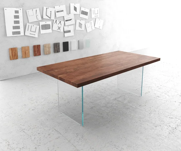 Table-à-manger Edge 200x100 XL acacia marron verre