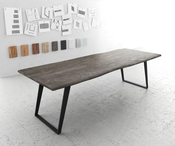 Table-à-manger Edge 260x100 acacia platine métal incliné Live-Edge