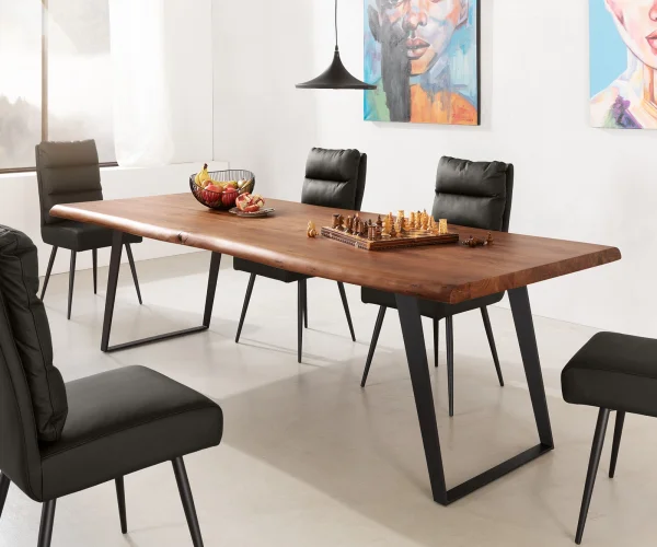 Table-à-manger Edge 260x100 XL acacia marron métal incliné Live-Edge