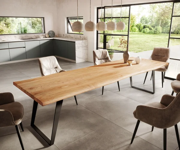 Table-à-manger Edge 300x100 XL acacia nature métal incliné Live-Edge