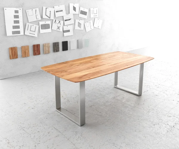 Table à manger Edge Boot 200x100 acacia naturel acier inoxydable small Bord suisse