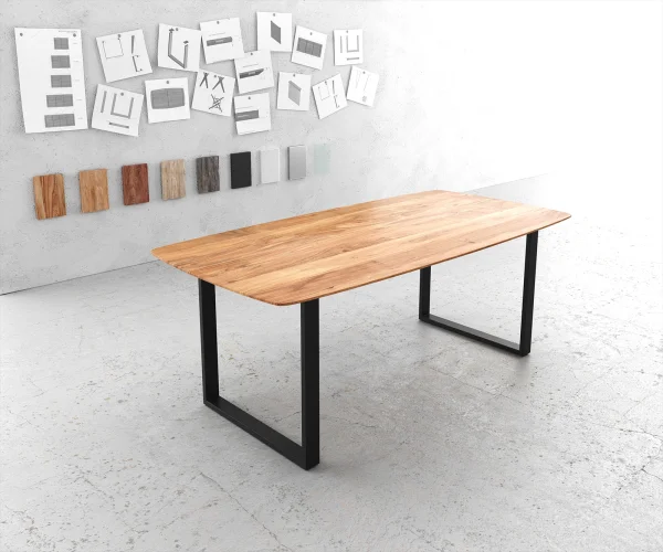 Table à manger Edge Boot 200x100 Acacia Naturel cadre traîneau Noir Bord Suisse