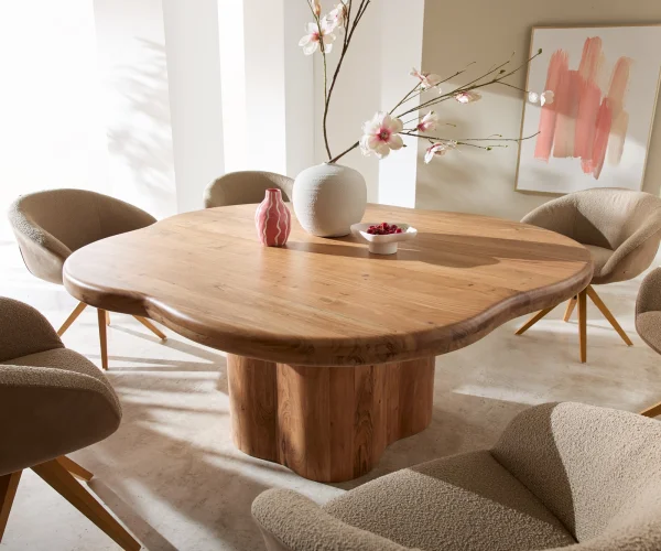 Table-à-manger Orbion 180x175 acacia naturel piètement bois