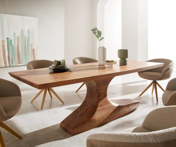 Table-à-manger Yalta 220x95 cm en acacia naturel massif