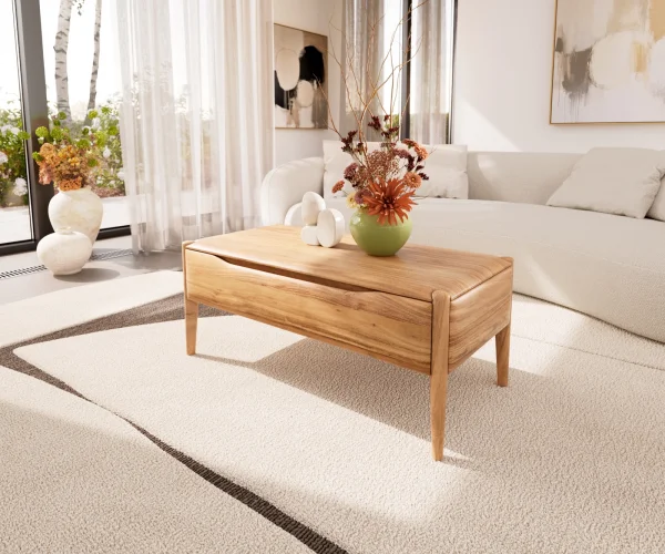 Table-basse Simcha 100x50 cm acacia naturel 2 abattants