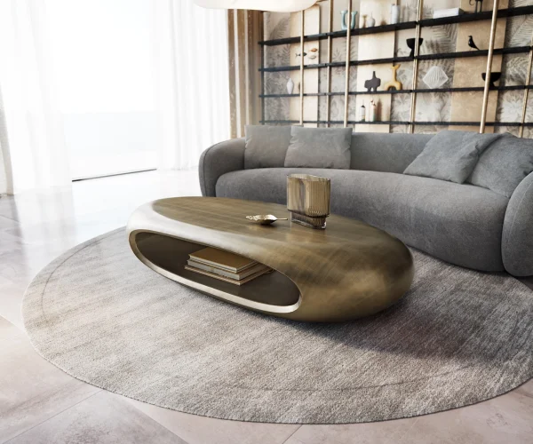 Table basse Sinor 140x65 cm métallique or brossé