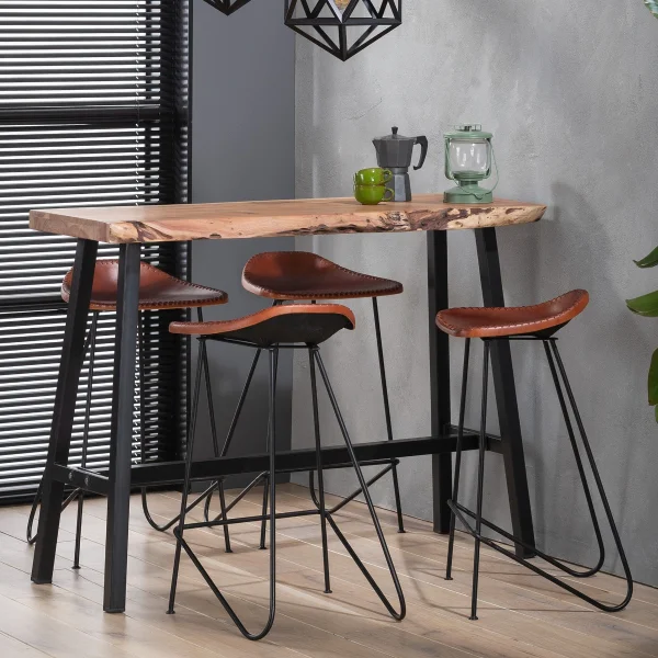 Table de bar Vico - 125 x 46 x 92 cm - marron et noir