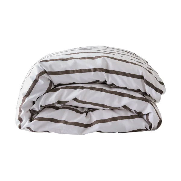 Tell Me More Housse de couette rayée Tell Me More en coton Taupe, 240x220 cm