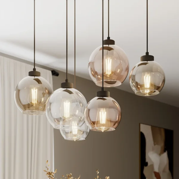 TK Lighting - Cubus 6 Suspension Clear/Smoke/Amber Euluna