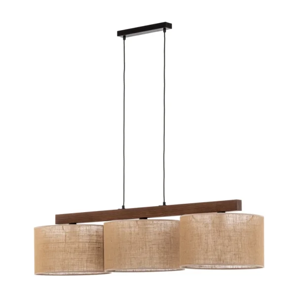 TK Lighting - Suspension Juta 120 cm à 3 lampes, linéaire, bois