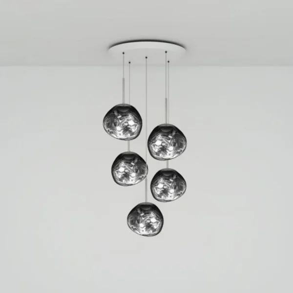 Tom Dixon - Suspension Melt Mini Round chromée, Ø 73 cm, à 5 lampes