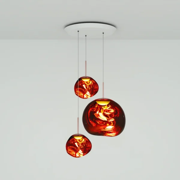 Tom Dixon - Suspension Melt Trio Round 81 cm à 3 lampes cuivre