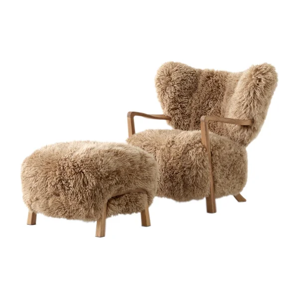 &Tradition Chaise longue Wulff ATD2 fauteuil et pouf ATD3 Chêne huilé-Miel peau de mouton