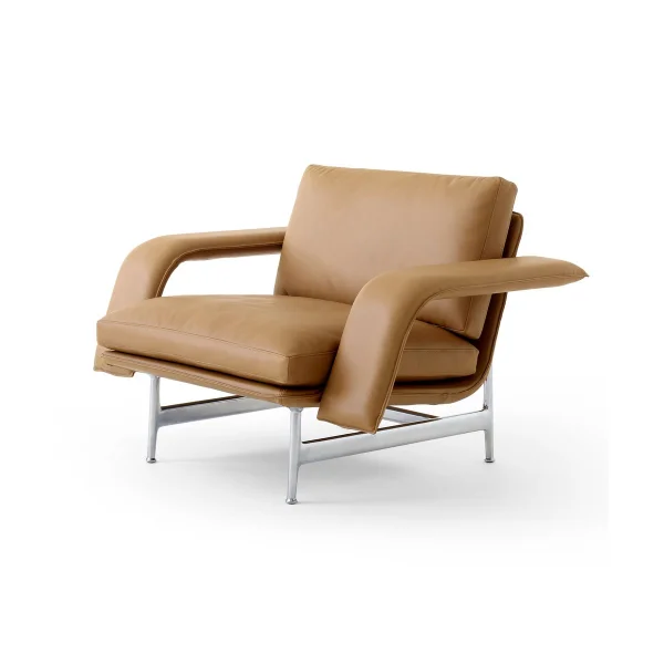 &Tradition Fauteuil lounge Meantime AV29 Pol. aluminium-Noble leather cognac