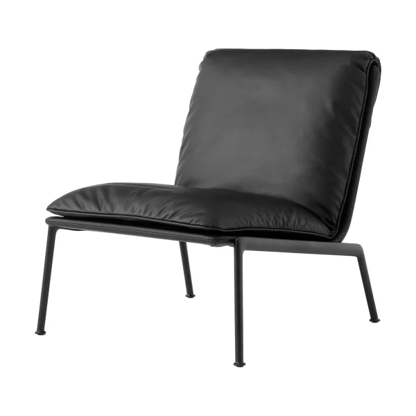 &Tradition Fauteuil lounge Muno LN18 Dark chrome-Noble leather Black