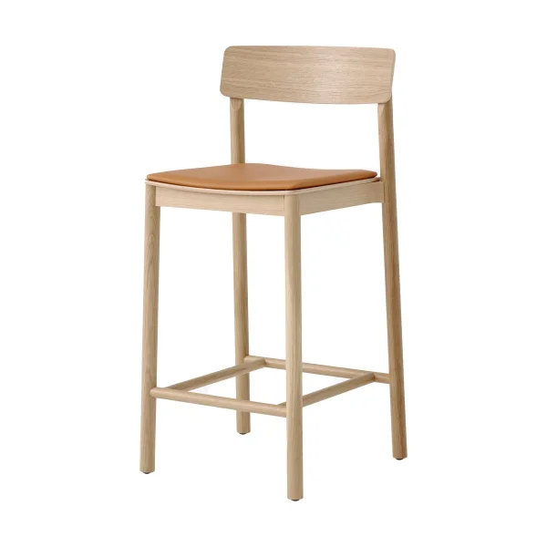 &Tradition Tabouret de bar Betty TK14 Counter Chair 65 cm Cuir couleur cognac Noble-chêne laqué