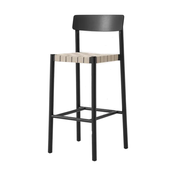 &Tradition Tabouret de bar Betty TK15 Bar Chair 75 cm Frêne laqué noir-lin naturel