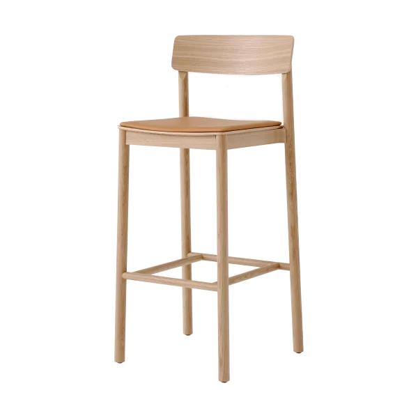 &Tradition Tabouret de bar Betty TK17 Bar Chair 75 cm Cuir couleur cognac Noble-chêne laqué