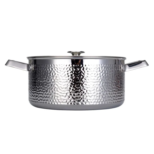 Vargen & Thor Cocotte martelée chromée avec couvercle Kroma Pixel, 4 L