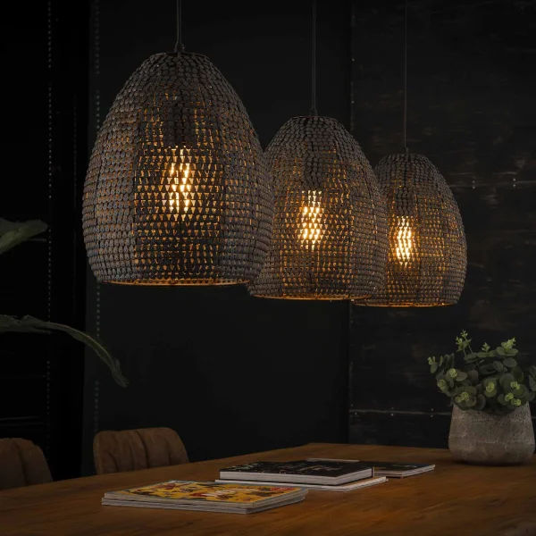 Vico Armor - lampe suspendue - 128 x 28 x 150 cm - noir brun