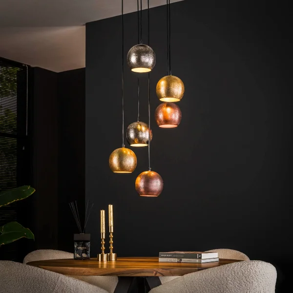 Vico Bols 6L - lampe suspendue - Ø 40 x 150 cm - mélange nickel mat