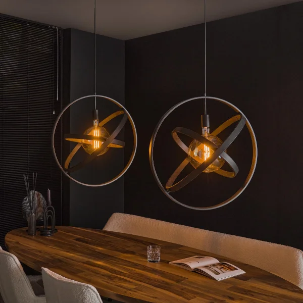 Vico Cosmos - lampe suspendue 2L - 125 x 9 x 150 cm - nickel noir