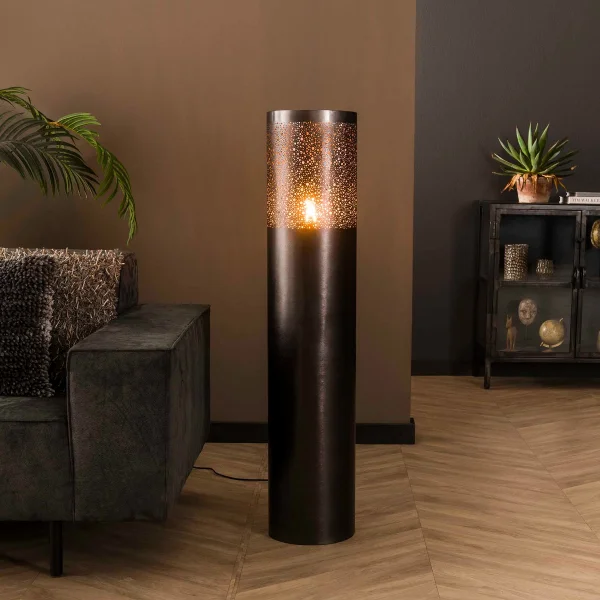Vico Cylinder Nickel - lampadaire - Ø 25 x 120 cm - nickel noir